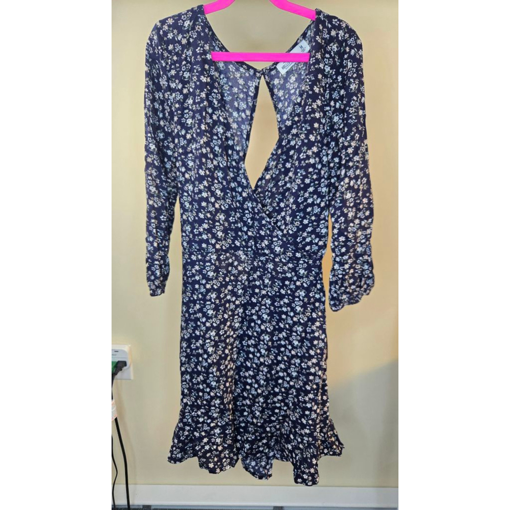 Women's Hollister Navy Floral Long Sleeve Dress M